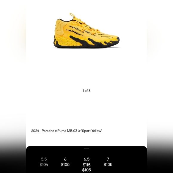 Puma Porche X  Yellow and Black Sneakers - Picture 7 of 7